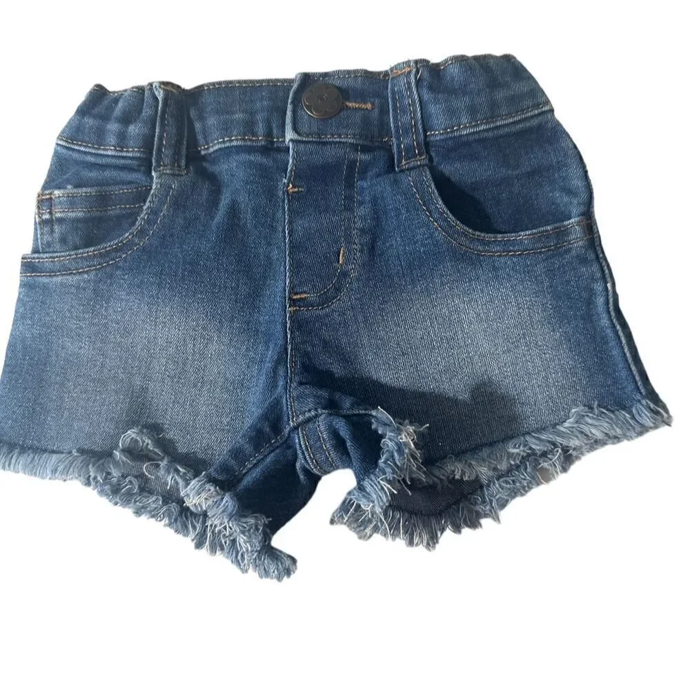 Garanimals Toddler Girls 2T Blue Cut-Off Jean Shorts Frayed Hem Button Closure